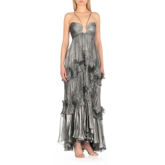 Maria Lucia Hohan Silk Draped Maxi Dress With Ruffle Details - NWT - Picture 3 of 5
